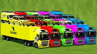 SWAT TRABANT VS MERCEDES VIANO VS FORD TRANSIT TRANSPORT WITH VOLVO TRUCKS Farming Simulator 22 [upl. by Llerat518]