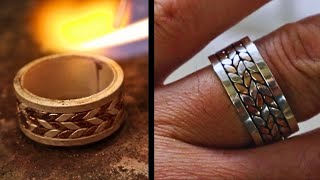 Special design mens ring made of copper and silver [upl. by Ahsatel886]