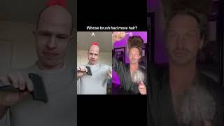 WHOSE BRUSH HAD MORE HAIR 🥹 hair hairstyle funny youtubeshorts shorts bald [upl. by Teiluj]