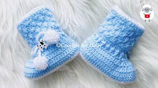 Escarpines de bebe a crochet paso a paso PATRON DE GANCHILLO SUPER FACIL CrochetForBaby [upl. by Tansy78]