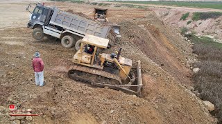 Incredible Dump Truck Back Unloading Stuck Deep Heavy Recovery Bulldozer Komatsu Extreme Helping [upl. by Atcliffe]