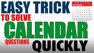 EASY TRICK TO SOLVE CALENDAR QUESTIONS QUICKLY  REASONING  IBPS  SSC  RRB  ALL COMPETITIVE EXAM [upl. by Vandervelde188]