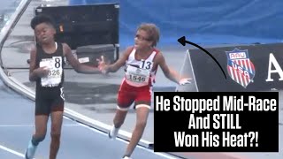 Kid Stops MidRace And Still Comes Back To Win 800m At AAU Junior Olympics 2023 [upl. by Einnaffit]