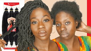 How to twist short 4 c hair using outre twisted up springy afro twist hair OutreHairTV [upl. by Medovich]