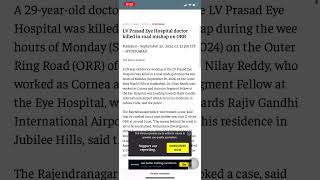 dr nilay reddy accident hyderabad road accident trending news shorts [upl. by Dmitri]