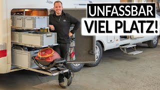 Schwerlastauszug Heckgarage Wohnmobil  Endlich Platz und Ordnung [upl. by Bornie]