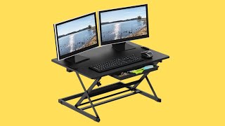 SHW 32Inch Height Adjustable Standing Desk Converter Riser Workstation [upl. by Nauqet853]