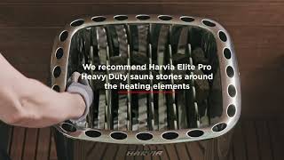 Harvia  Stacking sauna stones into a professional electric heater [upl. by Nylak]