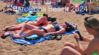 Barceloneta Beach Vibes  Barcelona Beach Walking Tour 2024 [upl. by Enale]