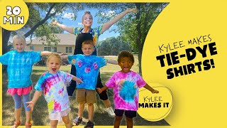 Kylee Makes TieDye Shirts How to Make Five Different Designs with Two Minute Tie Dye for Kids [upl. by Notak]