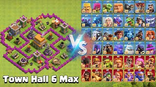 Town Hall 6 Max vs All 1 Max Troops and Super Troops  Clash of Clans [upl. by Henrietta648]