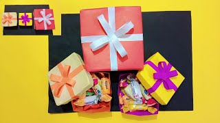 How to Make Gift Box  Easy Paper Gift Box Making  Paper Craft [upl. by Acirretal141]