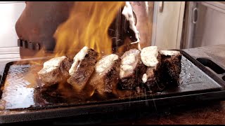 Filete de res FLAMBEADO o FLAMEADO con mantequilla y especias  DOMANDO LA PARRILLA [upl. by Castorina]