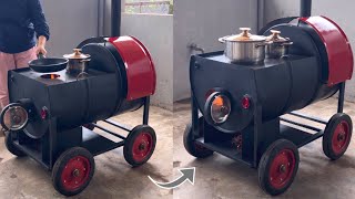 Wood stove with oven perfect for indoor and outdoor use  FIRST CREATIVE IDEAS 2023 [upl. by Annairam]