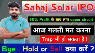 Sahaj Solar Ltd  Sahaj Solar IPO Listing strategy  BYE HOLD Or SELL क्या करें  Sahaj Solar share [upl. by Yusem]