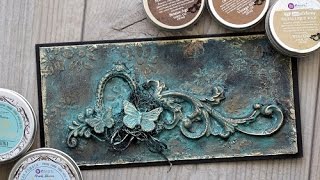 Patina card made with Artisan Powder and Art Alchemy Waxes [upl. by Eirellam]