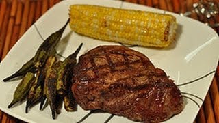 Recipe for Grilled Fillet Steak and Grilled Okra [upl. by Lleval]