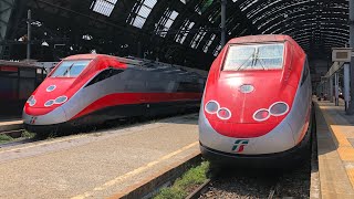 TRENI PASSEGGERI A MILANO CENTRALE Eurocity Frecciarossa e TRENORD [upl. by Auqenehs]