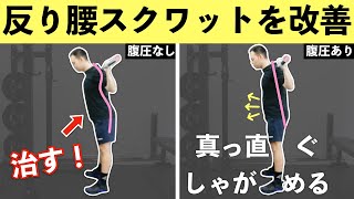 【スクワット】腰を痛めないための腹圧を入れ方とフォーム解説 [upl. by Tiffany582]