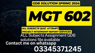 MGT 602 GDb solution Spring 2024 [upl. by Monte]