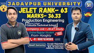 Admission in Jadavpur University Department Production Engineering  JELET 2024 Exam Rank GMR 63 [upl. by Dania]