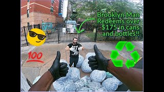 Brooklyn Man Redeems over 175 in cans and bottles recycling trashtotreasure plasticbottle nyc [upl. by Karas]