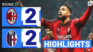 MILANBOLOGNA 22  HIGHLIGHTS  Three penalties in a crazy game at San Siro  Serie A 202324 [upl. by Sivel299]