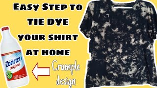 Bleach tie dye using Zonrox  CRUMPLE DESIGN  Black tshirt [upl. by Bron]