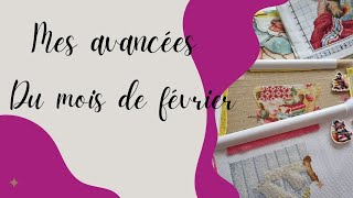 Mes avancées de Février 💖🧵🌸 pointdecroix stampedcrossstitch countedcrossstitch [upl. by Oiceladni328]