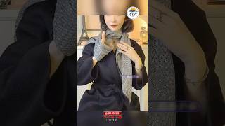 How to tie a silk wool shawl neck guard Black and grey 135x135 [upl. by Sneve]