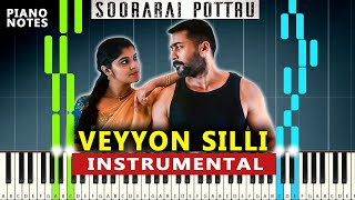 Soorarai Pottru  Veyyon Silli Istrumental Cover  Veyyon Silli Piano Tutorial  Tamil Piano notes [upl. by Anaujait]