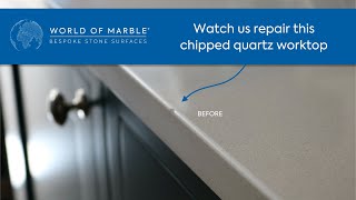 Quartz Worktop Chip Repair almost a tutorial by World of Marble [upl. by Zollie]