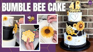 Decorate With Me ADORABLE Sunflower Bumble Bee Cake [upl. by Larson]