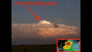 Supercell Thunderstorm with Overshooting top at sunset [upl. by Belsky]