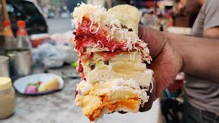 Biggest Sandwich Bite  Mumbais Famous Junglee Sandwich  Indian Street Food [upl. by Nnaylime]