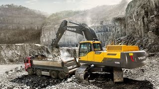 Excavators amp Dumper Trucks Loading Heavy Rocks to Build Road Construction Site Project in Hills Area [upl. by Dom]