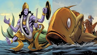 Matsya – The First Avatar of Vishnu who Saved the World from Flood – Hindu Mythology [upl. by Aivizt]