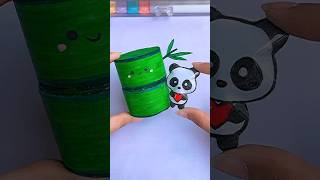 🐼🌿 DIY paper Panda with bamboo shorts tonniartandcraft youtubeshorts art love craft [upl. by Seugram616]