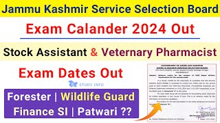 JKSSB New Exam Calander 2024  Jkssb Stock Assistant Veternary Pharmacist Exam Dates  Jkssb Exam [upl. by Rida]