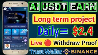 New AI USDT 100 longterm projects  Best USDT Investment Earning Site  Make Money Online 2024 [upl. by Purington]