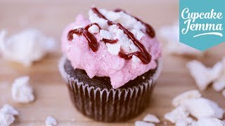 Chocolate Raspberry amp Meringue Cupcake Recipe  Cupcake Jemma [upl. by Yelnek]