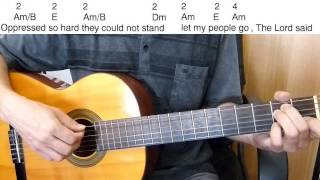 Guitar Accompaniment for song  Go Down Moses  Easy Guitar Including lyrics and chords [upl. by Berkow]