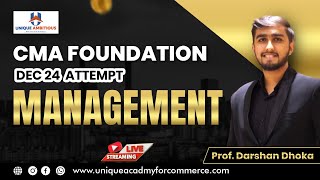 CMA Foundation  Management  L1  Chp 51 amp 52  Dec 2024  Prof Darshan Dhoka [upl. by Negriv]