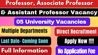 Assistant Professor Vacancy 2024  05 University Vacancies  Associate Professor  Professor  job [upl. by Suirrad]