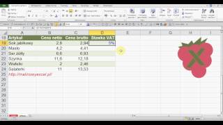 Excel obliczanie stawki podatku VAT [upl. by Richards]