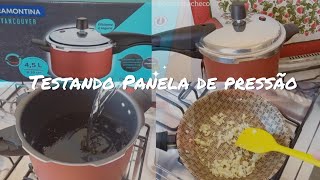 TESTANDO PANELA DE PRESSÃO TRAMONTINA VANCOUVER cozinhando feijão [upl. by Enitnelav]