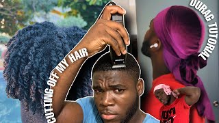 DURAG TYING TUTORIAL  sudden urge to cut my hair [upl. by Cock576]