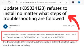 Fix Windows 11 23H2 KB5034123 Fails to Install 0x800f0991 0x80248014 [upl. by Deeas829]