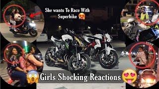 Cute Girl Reaction On Superbikes  Kawasaki z800 amp Benelli 600i  Full Revv Kardiya [upl. by Brietta]