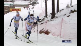 🇸🇪 Ebba Andersson og 🇸🇪 Frida Karlsson jakt på 🇳🇴 Therese Johaug  Holmenkollen tremila 7 mars 2020 [upl. by Dall]